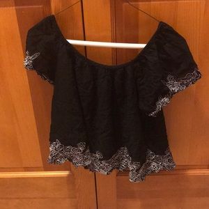 Flowery Black Crop Top